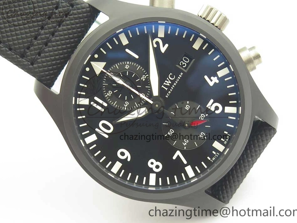 MIROTIME 0401 Modern PILOT IW389001 ZF 1:1 Best Edition Ceramic Case Black Dial on Nylon Strap A7750 (Same Function As Genuine) 7158